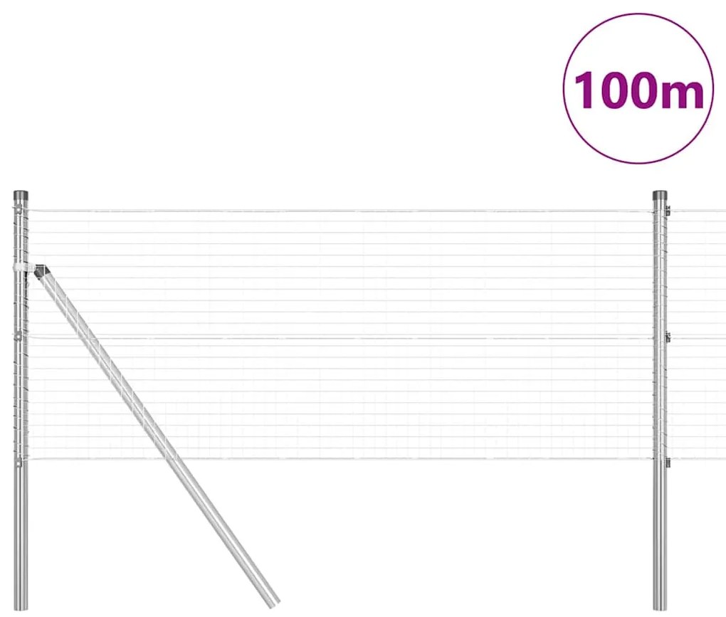 vidaXL Φράχτης με Στήλες. Ασημί 0.4 x 100 μ Ατσάλι