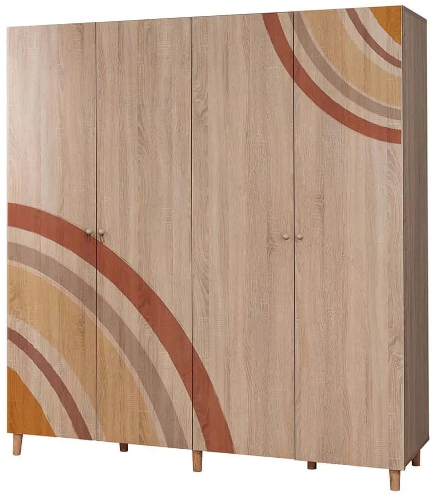Ντουλάπα Παιδική Τετράφυλλη Loni 869VEL8702 180x52x192cm Multi Τετράφυλλη