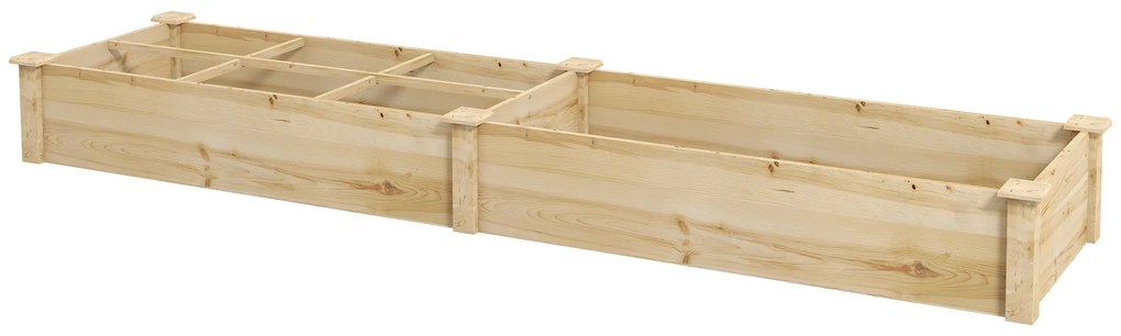 Outsunny Υπερυψωμένο παρτέρι, γλάστρα, 2 τεμαχίων, ανοιχτός πάτος, φυσικό ξύλινο πλαίσιο, εύκολη συναρμολόγηση, 237 x 60 x 25cm