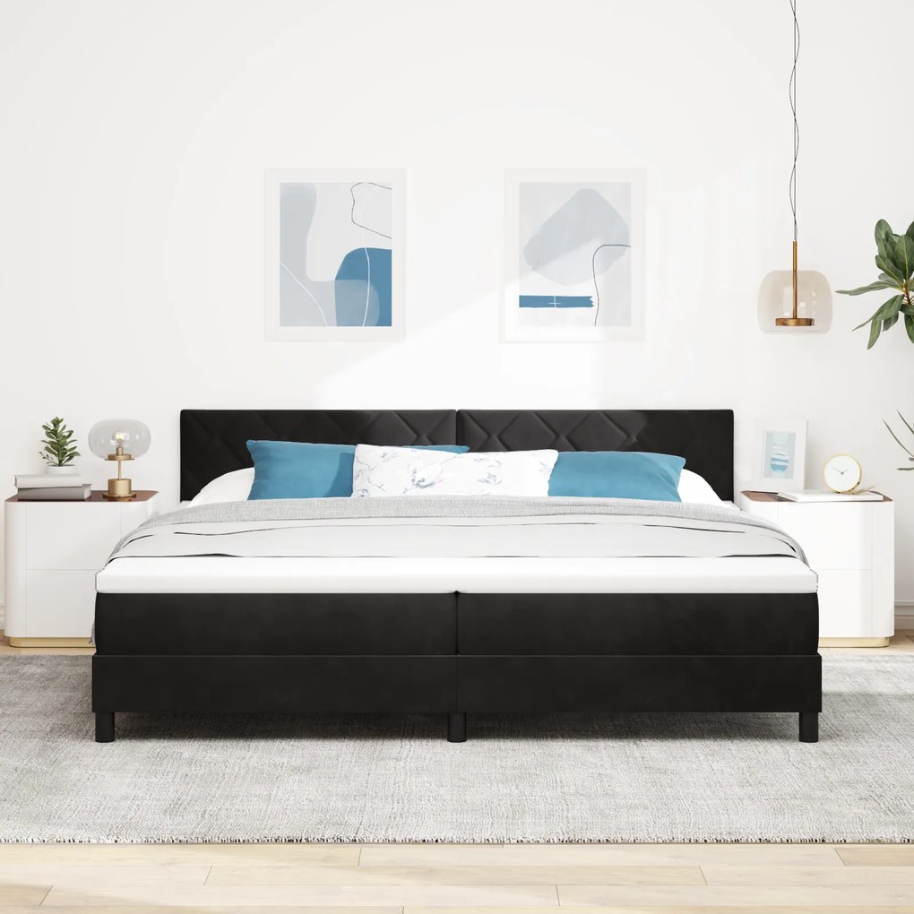 vidaXL Box Spring Bed με Στρώμα Μαύρο 200x200 εκ Βελούδο