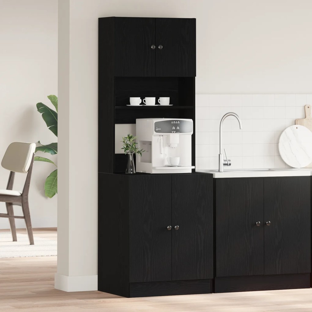 vidaXL ντουλάπι κουζίνας  σε μαύρη δρυ 60x50x180 εκ., φτιαγμένο από ξύλο.