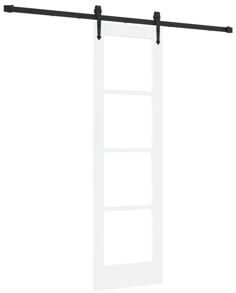 vidaXL Συρόμενη Πόρτα με Σετ Αξεσουάρ Λευκό 61x198.5 εκ. Συμπαγές Ξύλο Πεύκου