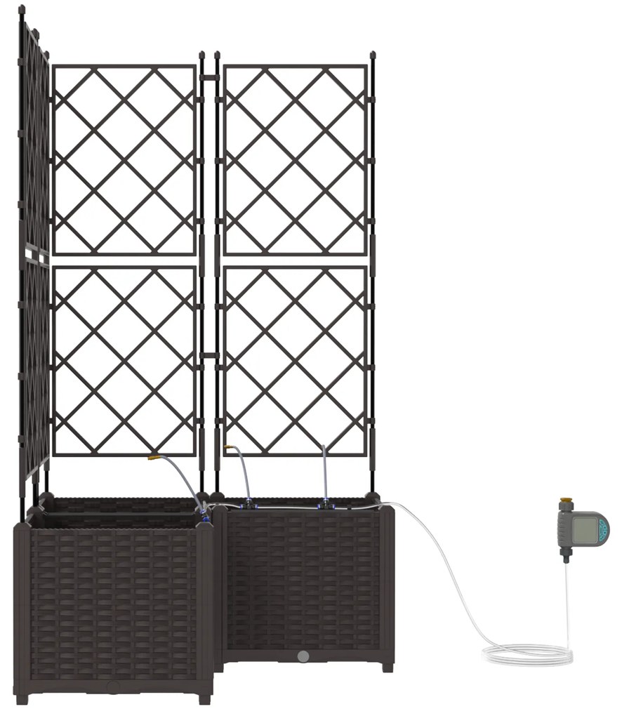 vidaXL Γλάστρες Κήπου 1 τεμ Καφασωτό Καφέ 80 x 80 x 142 cm Πλαστικό