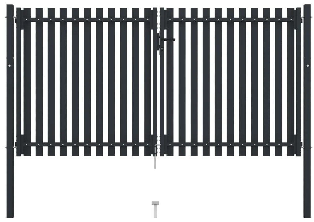 vidaXL Πόρτα με Διπλή Πόρτα και Φράχτη Ανθρακί 300x175 εκ. από Ατσάλι