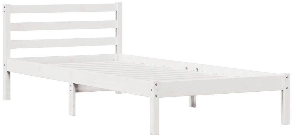 vidaXL Κρεβάτι με Κεφαλάρι Λευκό 80x210 cm Μασίφ Ξύλο Πεύκου