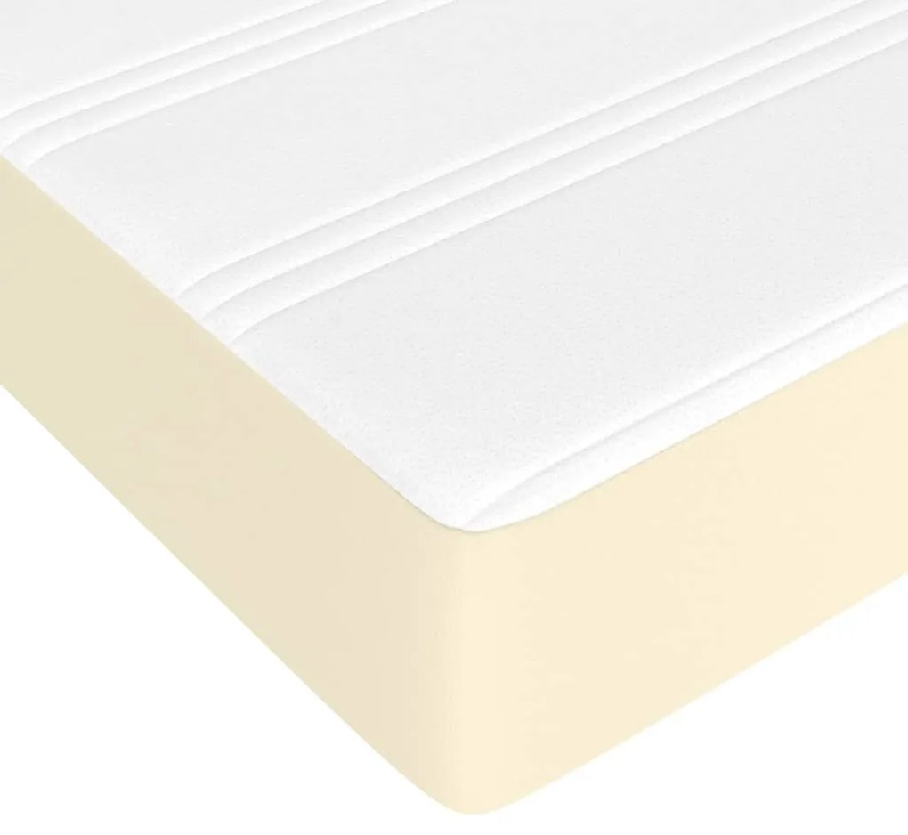 Κρεβάτι Boxspring με Στρώμα Κρεμ 140x200εκ. από Συνθετικό Δέρμα - Κρεμ