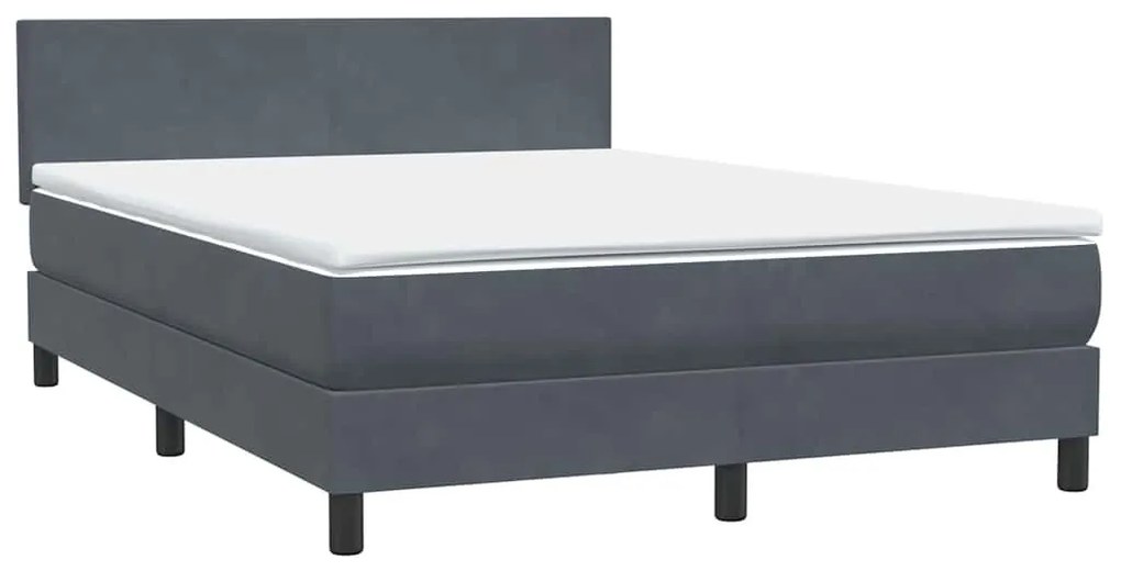 Box Spring Κρεβάτι με στρώμα Σκούρο γκρι 160x220 cm Βελούδινο - Γκρι