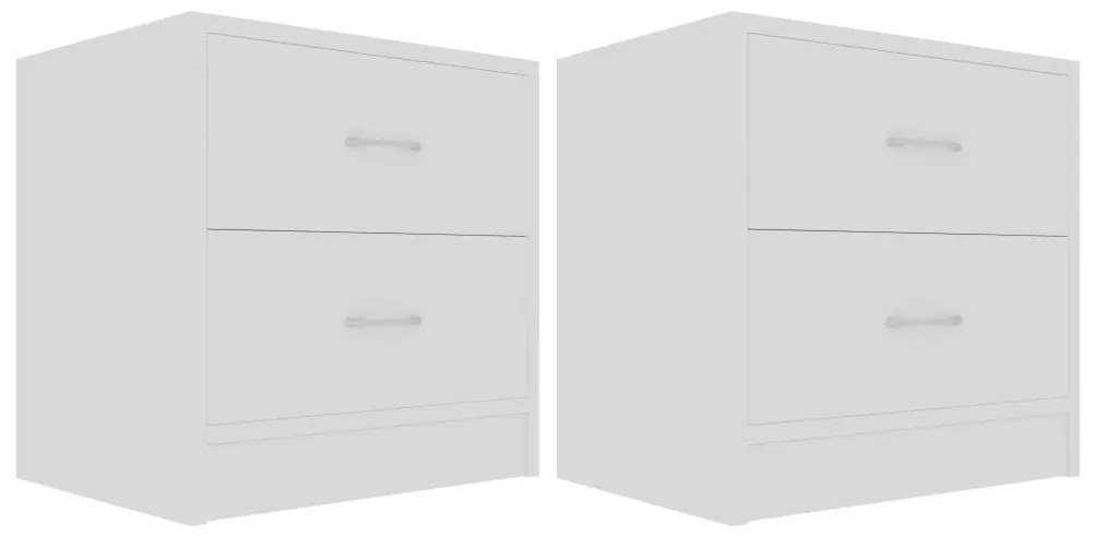 vidaXL Κομοδίνα 2 τεμ. Λευκά 40 x 30 x 40 εκ. από Επεξ. Ξύλο
