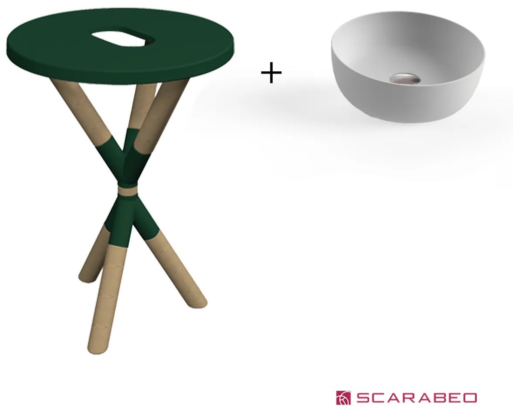Scarabeo Cross 2501F0-9855 Musk (Πράσινο Ματ) Πάγκος Με Νιπτήρα Glam Pearl Ø33εκ.