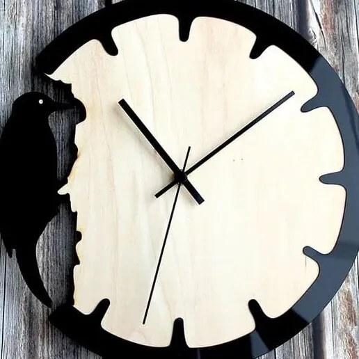 Intra απο ξύλο plywood 3mm-4mm πάχος – ξύλο στρογγυλού ρολογιού τοίχου Woodpecker 40x40 cm INTRAVECTRY-MY561113