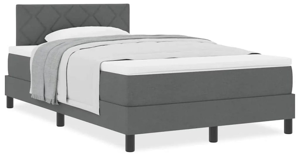 vidaXL Κρεβάτι box spring με στρώμα Σκούρο γκρι 120 x 200 cm ύφασμα