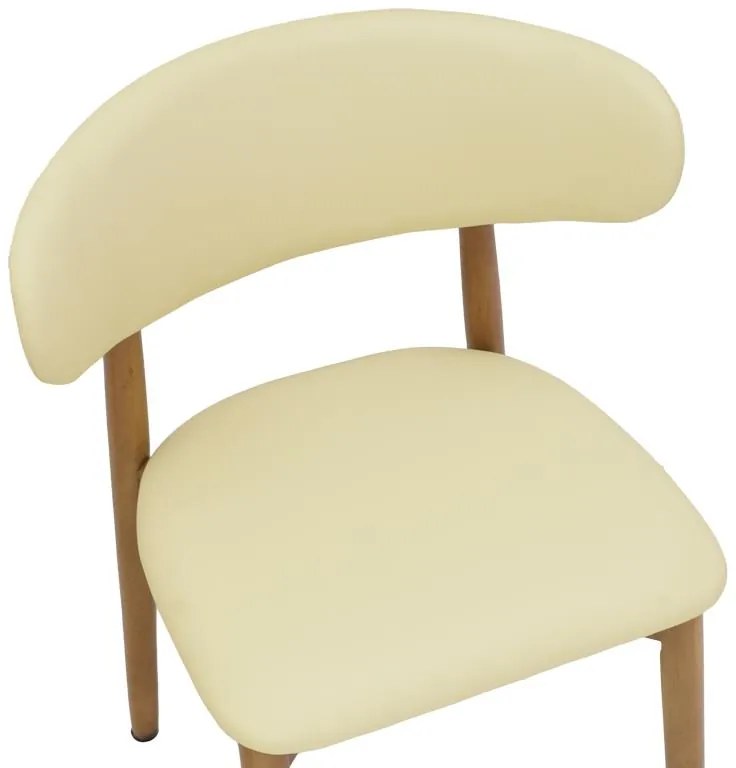 Καρέκλα Ubene rubberwood και pu σε καρυδί και μπεζ απόχρωση 46x58x79εκ 46x58x79 εκ.