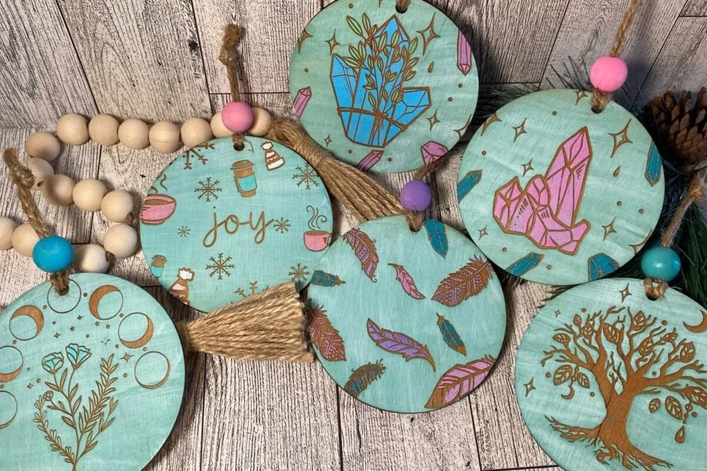 Σετ των 3 Intra απο ξύλο plywood 3mm-4mm πάχος Boho Ornament  Δίασταση 8x8 cm INTRAFABR-41476942