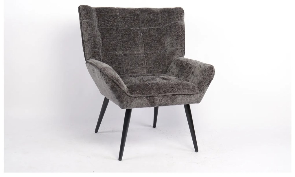 Πολυθρόνα ArteLibre TIVA Γκρι Σκούρο Ύφασμα Σενίλ/Μέταλλο 84x78x77cm