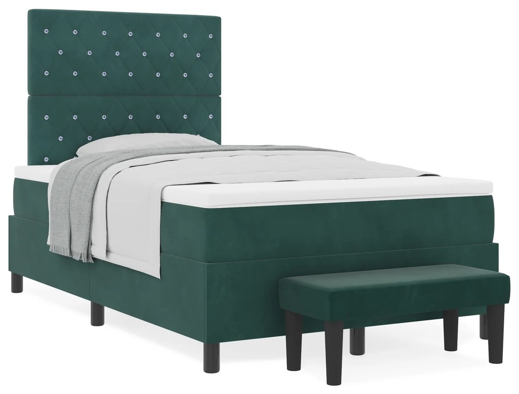 vidaXL Κρεβάτι με ελατήρια Σκούρο πράσινο 120 x 190 cm Βελούδο