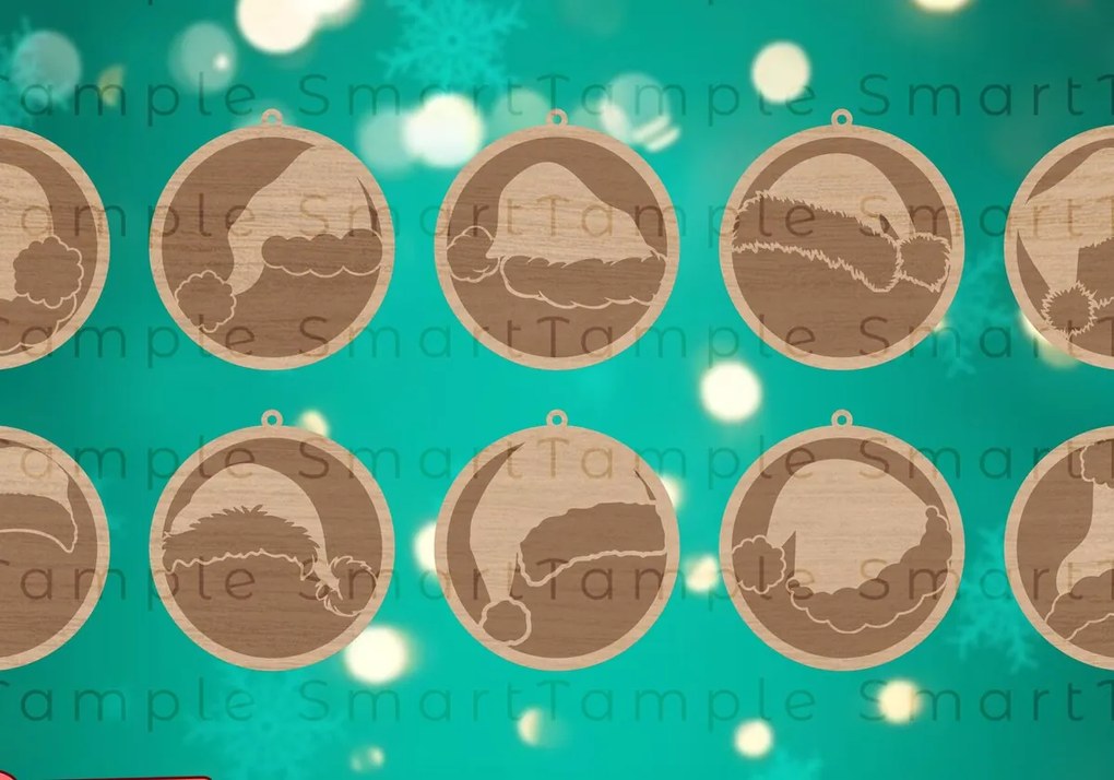 Σετ των 2 Intra απο ξύλο plywood 3mm-4mm πάχος – Santa Ornament 3D Δίασταση  20x20 cm INTRAFABR-83718585