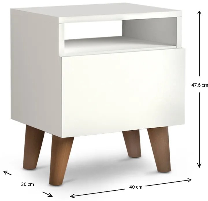 Κομοδίνο Luce Megapap από μελαμίνη χρώμα λευκό 40x30x47,6εκ. - GP022-0048,3 - GP022-0048,3