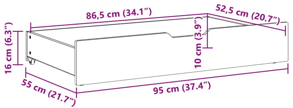 ΣΥΡΤΑΡΙΑ ΚΡΕΒΑΤΙΟΥ ΜΕ ΡΟΔΑΚΙΑ 2 ΤΕΜ. 95X55X16 ΕΚ. ΜΑΣΙΦ ΠΕΥΚΟ 850920