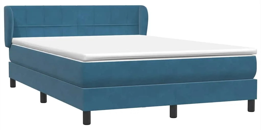 vidaXL Κρεβάτι Boxspring με Στρώμα Σκούρο Μπλε 140x210 εκ. Βελούδινο