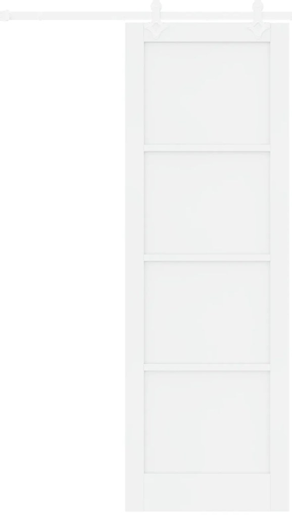 vidaXL Συρόμενη Πόρτα με Σετ Στήριξης Λευκή 78x232 cm Στερεό Ξύλο Πεύκου