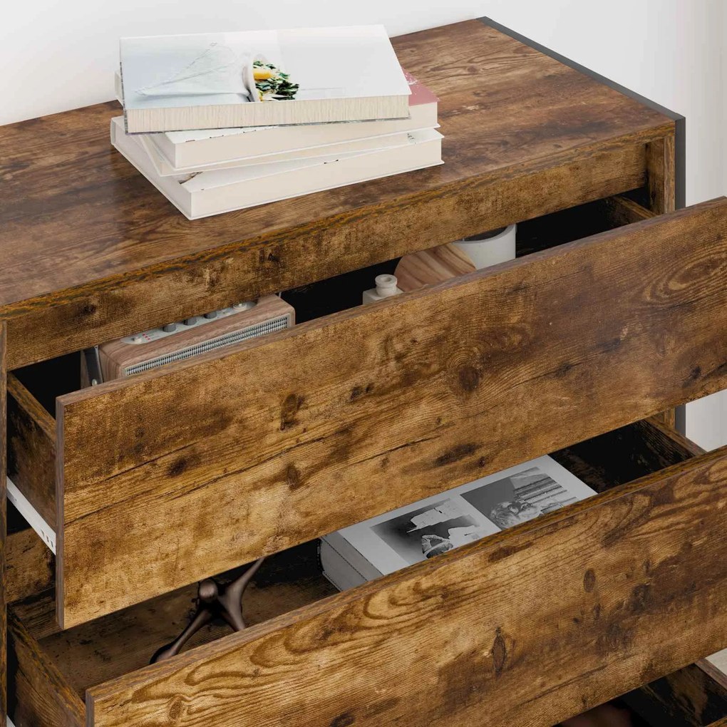 vidaXL Πλαϊνό γραφείο με συρτάρι Καπνιστό Δρύς 79 x 36 x 75.5 εκ.