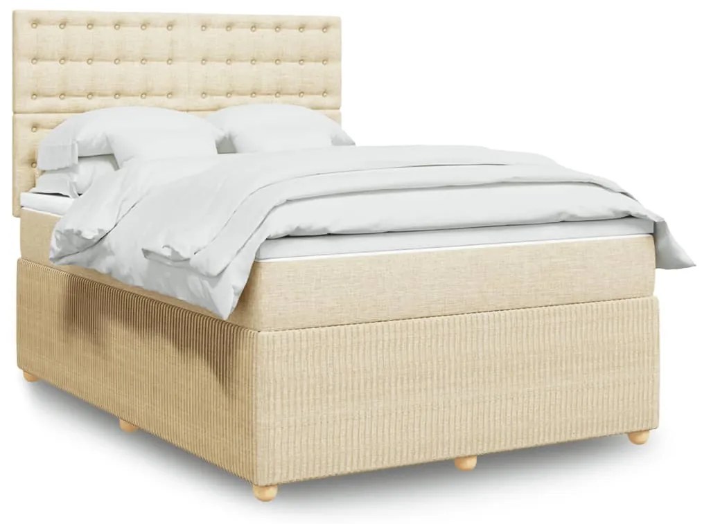 Κρεβάτι Boxspring με Στρώμα Κρεμ 160x200 εκ. Υφασμάτινο