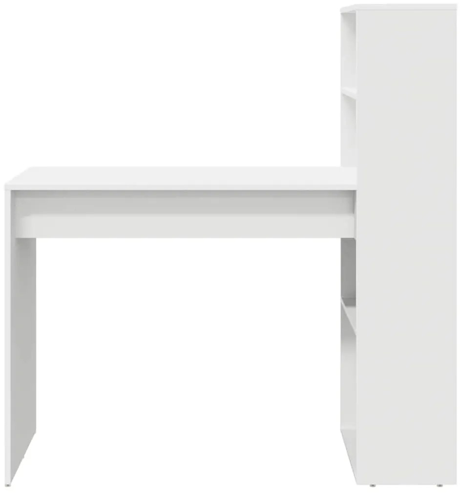 vidaXL Γραφείο με ράφι Λευκό 113 x 54 x 120 εκ. Επεξεργασμένο ξύλο