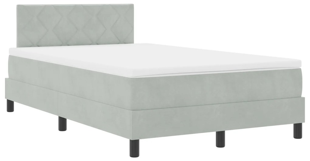 vidaXL Κρεβάτι Box Spring με Στρώμα & LED Ανοιχτό Γκρι 120x200 εκ. Βελούδο
