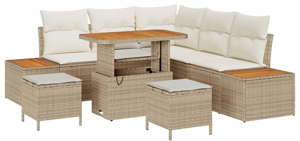 vidaXL Σετ Καναπέ Κήπου 8 pcs Μπεζ συνθετικό ρατάν