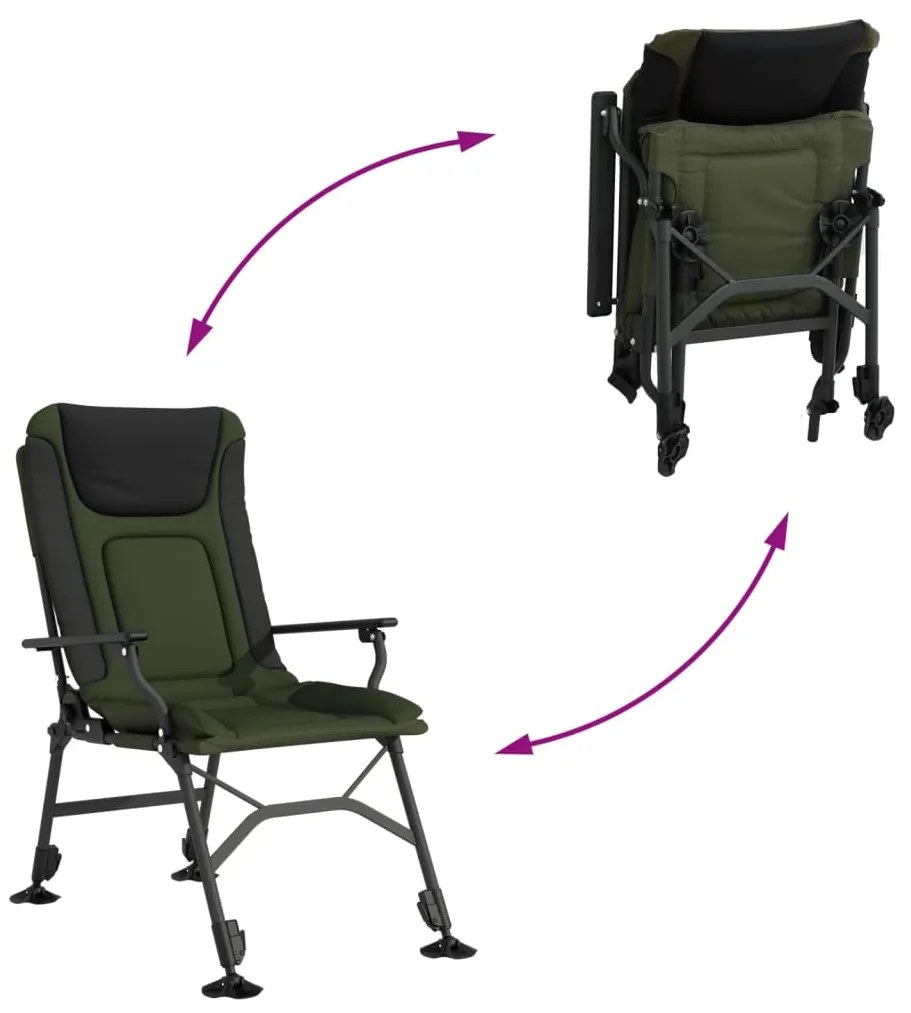 vidaXL Καρέκλα Ψαρέματος με Μπράτσα Πτυσσόμενη Πράσινη