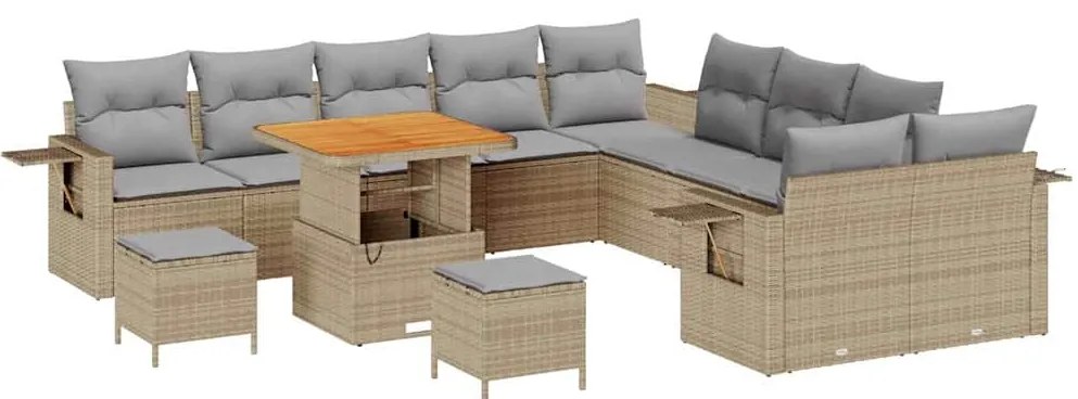 vidaXL Σετ Καναπέ Κήπου 13 pcs Μπεζ συνθετικό ρατάν