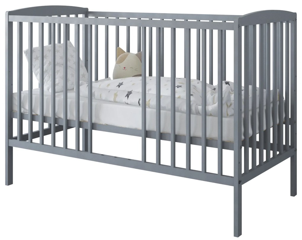 Βρεφικό Κρεβάτι Basic Grey με Στρώμα 60x120cm  BC10099B BabyCute