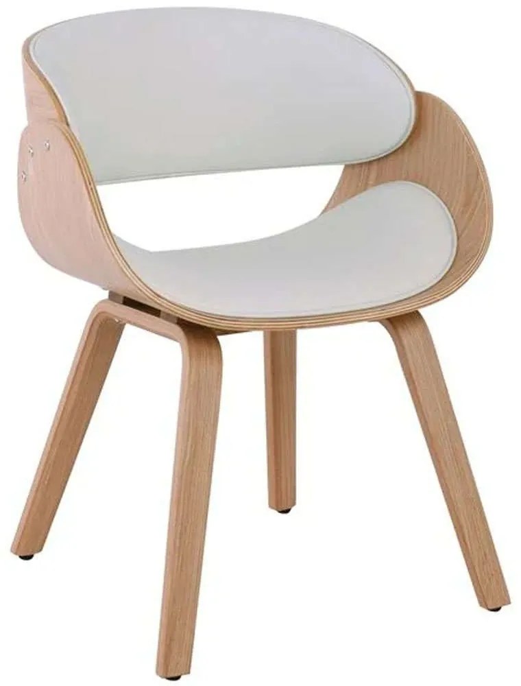 Πολυθρόνα Joy Ε7512,20 58x53x75cm Natural-White Wood, Technoderma