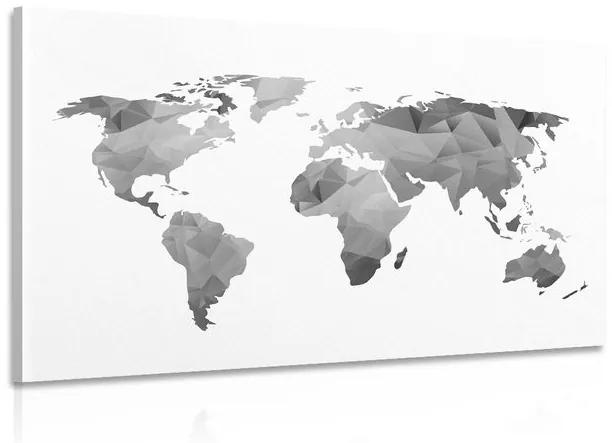 Εικόνα πολυγωνικού παγκόσμιου χάρτη σε ασπρόμαυρο - 120x80