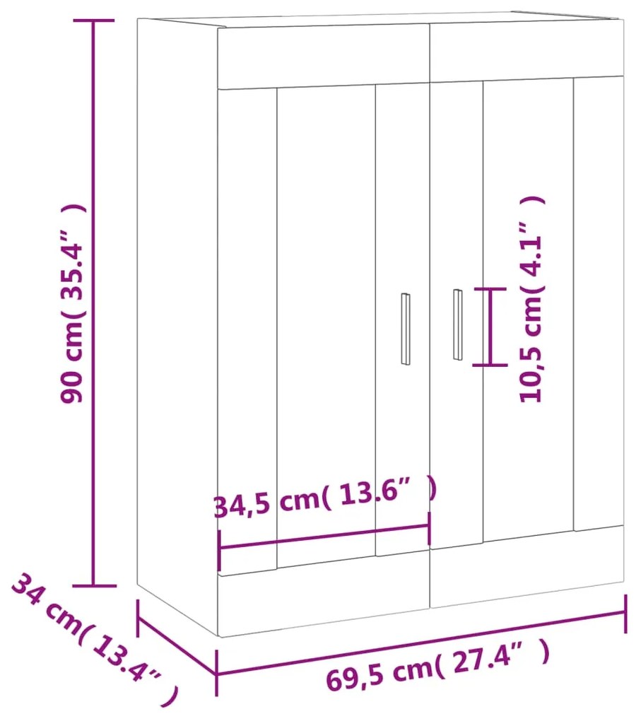 Ντουλάπι Τοίχου Καπνιστή Δρυς 69,5 x 34 x 90 εκ. - Καφέ