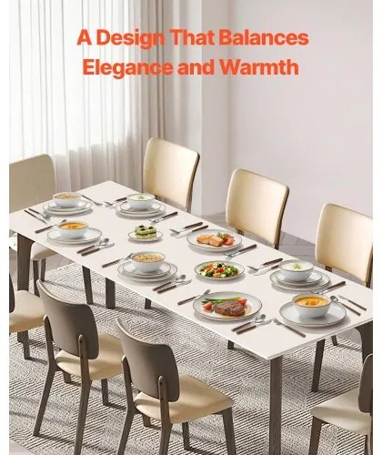 VEVOR 32 PCS Dinnerware Set Ceramic Plates and Bowls Sets Service for 8 White