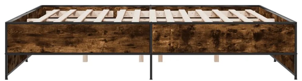 vidaXL Πλαίσιο Κρεβατιού Καπνιστή Δρυς 180x200εκ. Επεξ. Ξύλο &amp; Μέταλλο
