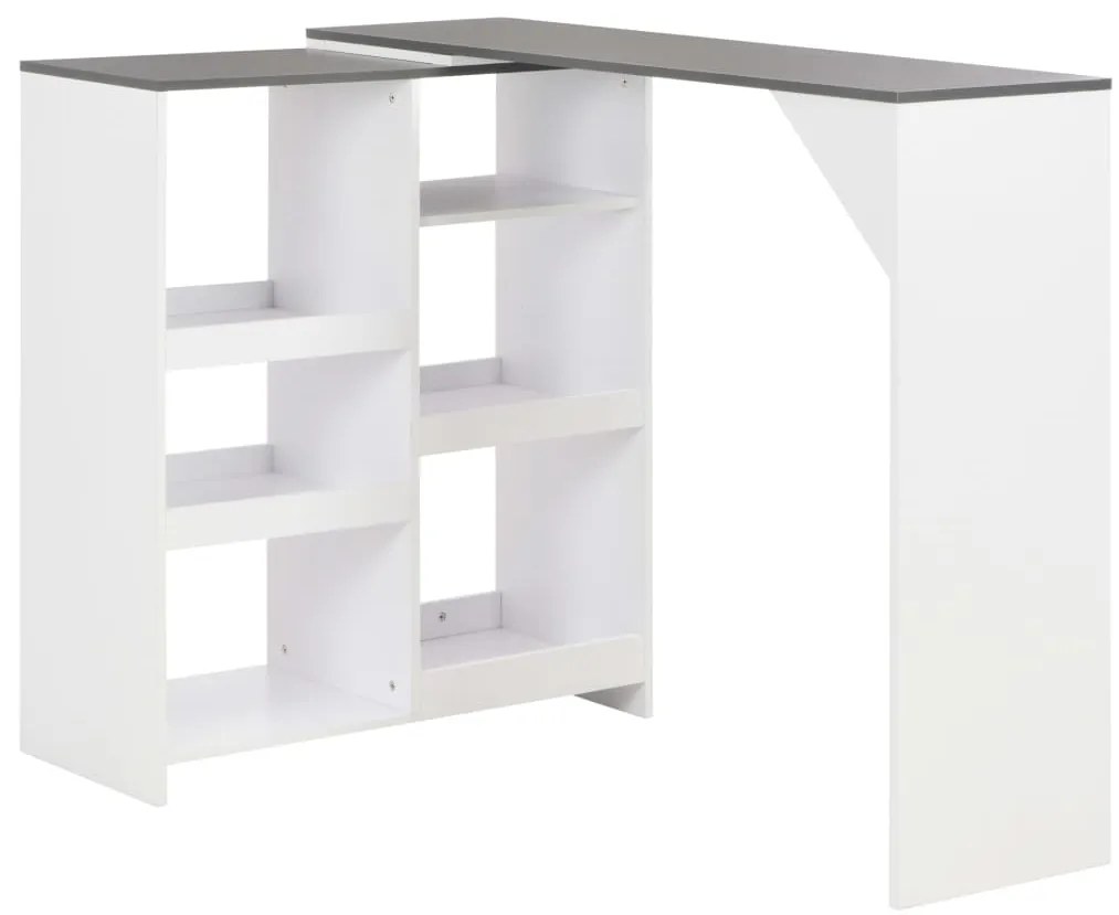 vidaXL Τραπέζι Μπαρ με Κινητή Ραφιέρα Λευκό 138 x 39 x 110 εκ.