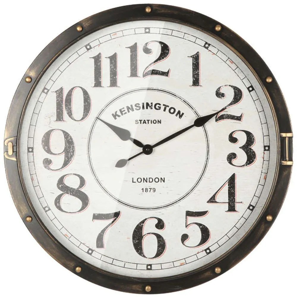 Ρολόι Τοίχου 15-00-94261 Φ60x6,5cm Black-White Marhome Metal, Glass