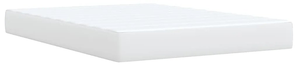 Κρεβάτι Boxspring με Στρώμα Λευκό 140x190εκ.από Συνθετικό Δέρμα - Λευκό