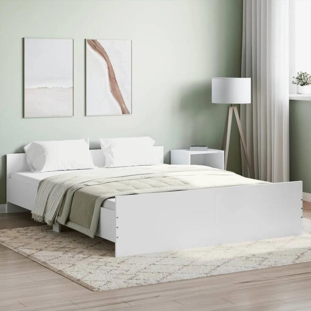 Πλαίσιο Κρεβατιού με Κεφαλάρι &amp; Υποπόδιο Λευκό 140 x 200εκ. - Λευκό