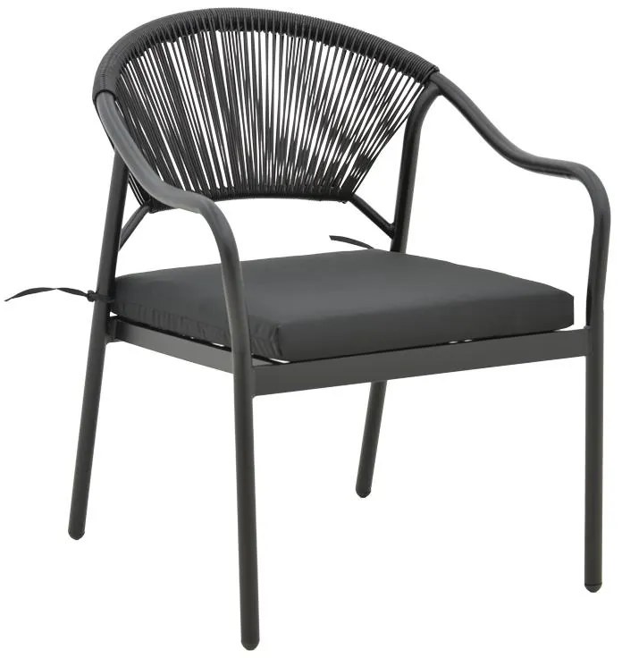 Καρέκλα - Πολυθρόνα Jerqui wicker rattan μαύρο-μεταλλικό μαύρο πόδι-μαύρο μαξιλάρι 60x64x78 εκ. 60x64x78 εκ.