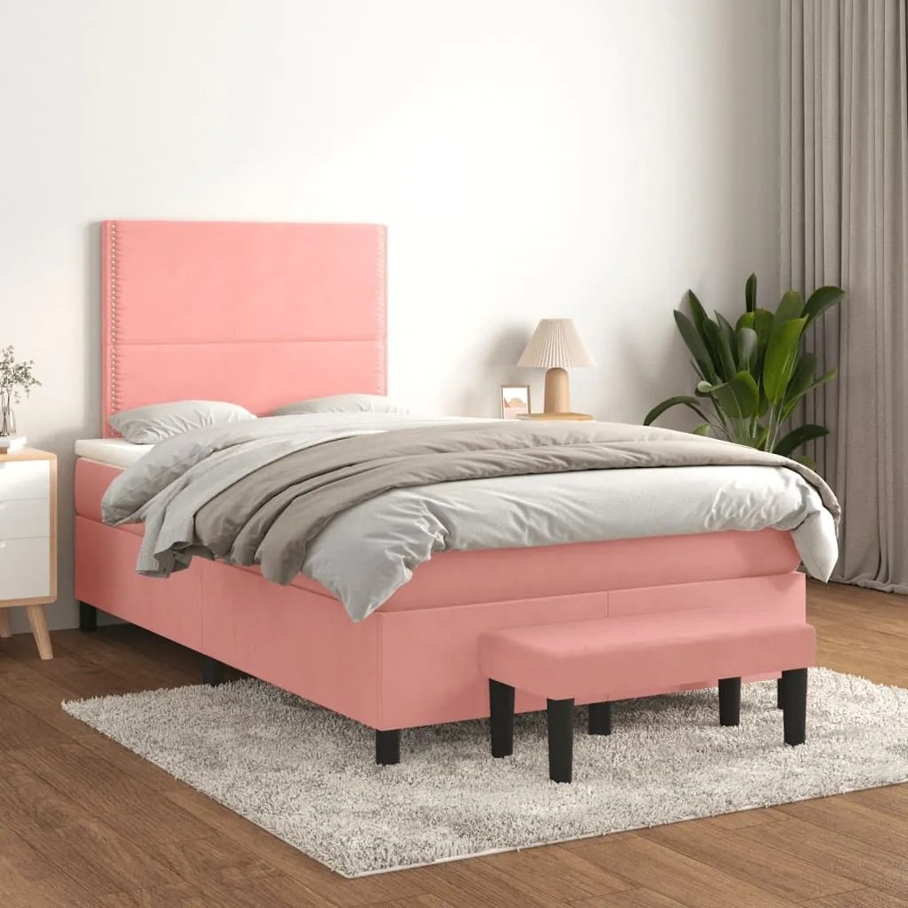 ΚΡΕΒΑΤΙ BOXSPRING ΜΕ ΣΤΡΩΜΑ ΡΟΖ 120X200 ΕΚ. ΒΕΛΟΥΔΙΝΟ 3137778