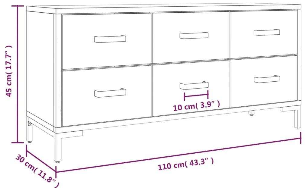 vidaXL Ντουλάπι Αποθήκευσης Καφέ 110x30x45 εκ. από Μασίφ Ξύλο Πεύκου