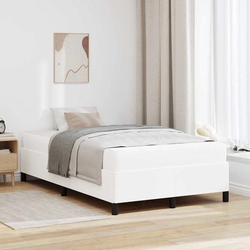 vidaXL Σκελετός κρεβατιού με στρώμα Λευκό 120 x 200 cm Τεχνητό δέρμα