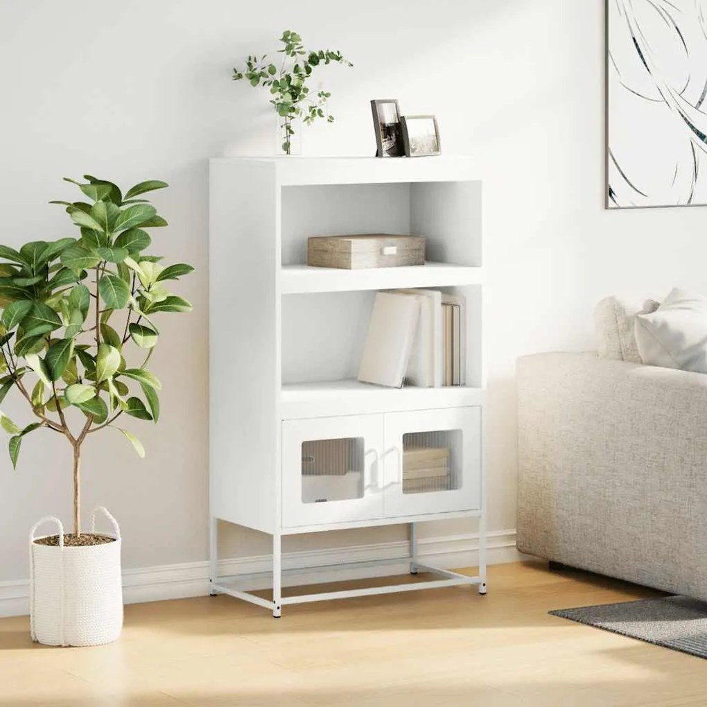 Highboard Λευκό 68x39x123 cm Ατσάλι - Λευκό