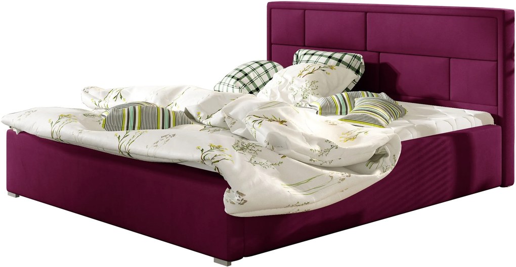Επενδυμένο κρεβάτι Maestra-200 x 200 -Βυσσινί