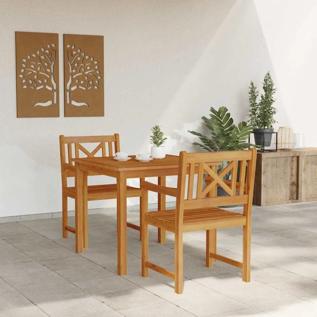 vidaXL Σέτ φαγητού για κήπο 3 pcs Καφέ Μασίφ ξύλο ακακίας