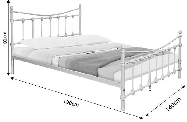Κρεβάτι Beowulf λευκό μεταλλικό 140x190x102εκ 147.6x194x102 εκ.