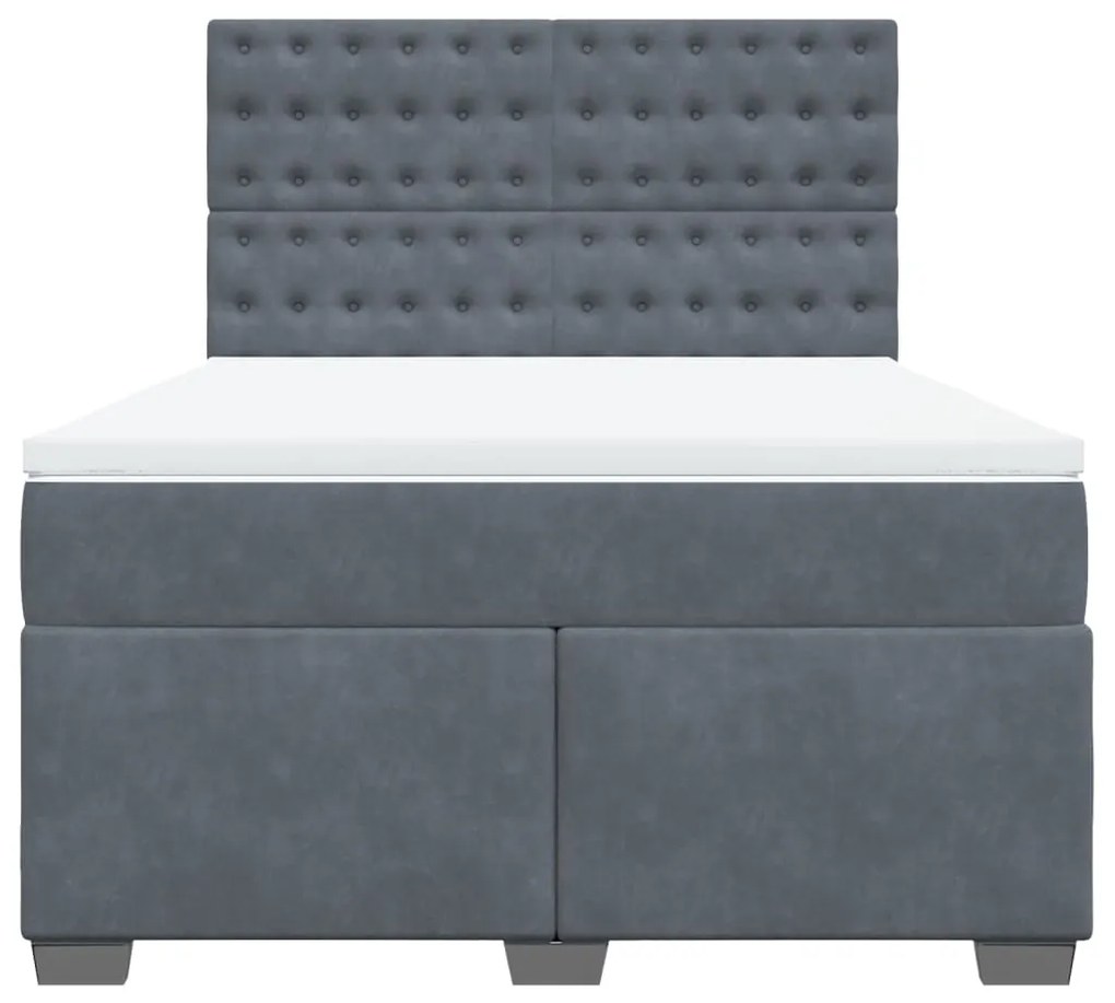 vidaXL Κρεβάτι Boxspring με Στρώμα Σκούρο Γκρι 140x200 εκ. Βελούδινο